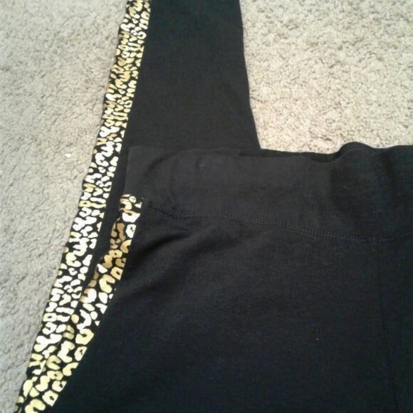 DEREK HEART BLACK & GOLD LEGGINGS Size: 1X - Picture 1 of 16